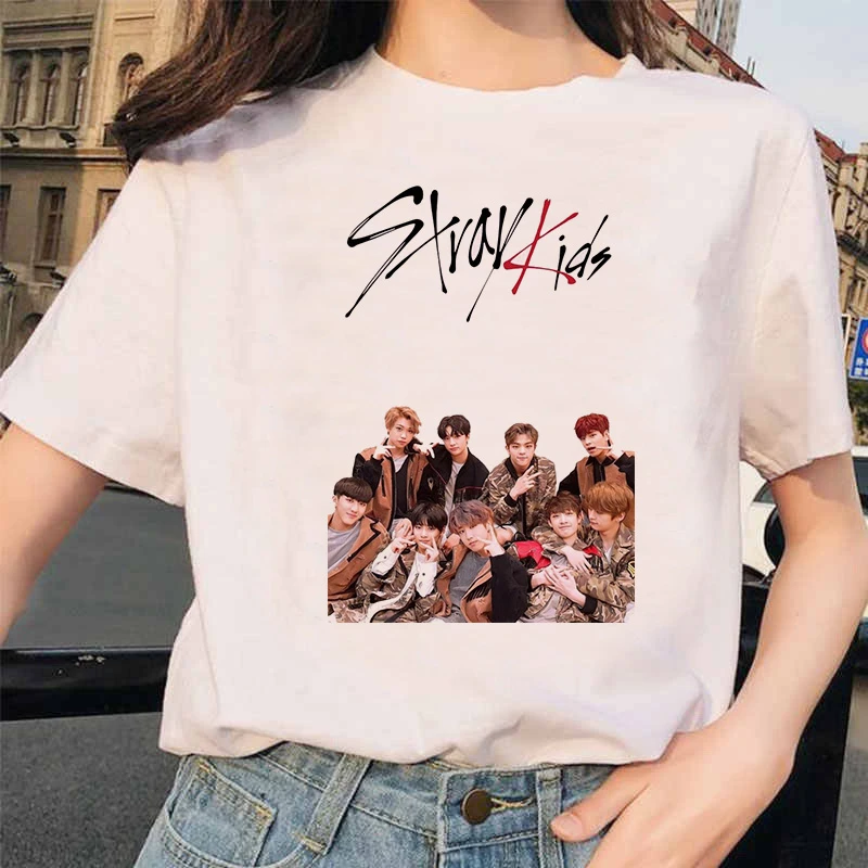 Kpop Stray Kids/Женская Футболка K Pop StrayKids, футболка в стиле хип-хоп, Корейская кавайная футболка в стиле Харадзюку, футболки в стиле хип-хоп для женщин