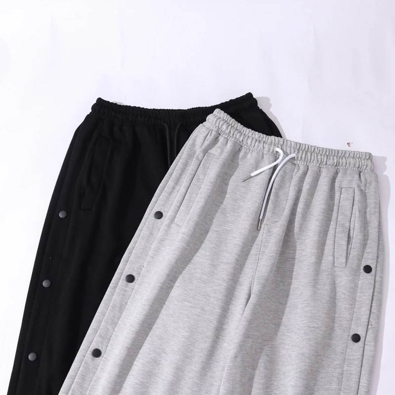

Joggers Men Side Button Sweatpants Streetwear Track Pants Mens Hip Hop Harajuku 100% Cotton 2020 Autumn New Male Trousers