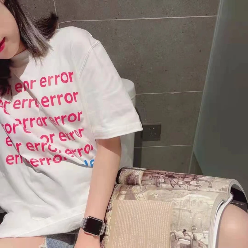 

Full Red letter ader error LOGO printing T-Shirt 2021 Summer Style T-Shirts Men Women Hip-Hop Half Loose White Short Sleeve Top