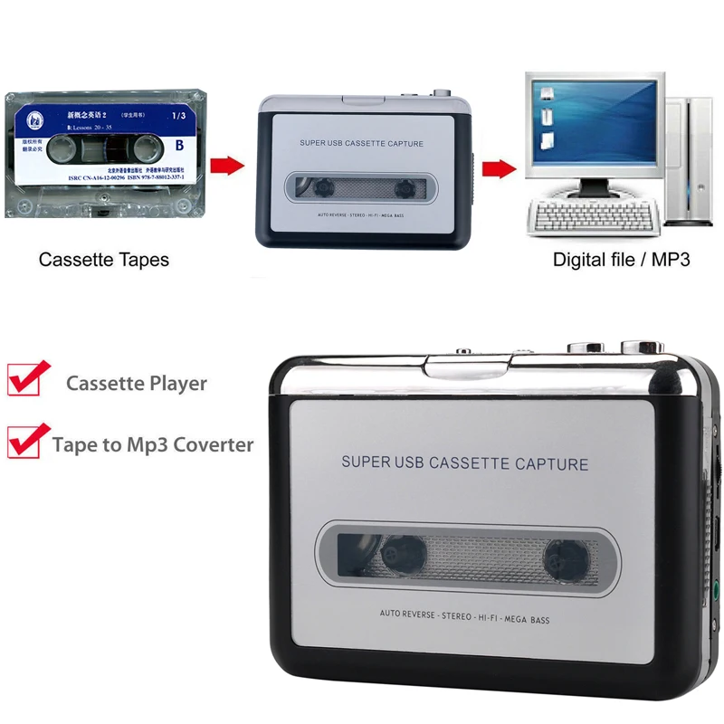 Оригинальная Подлинная Ezcap218 лента к ПК старая кассета MP3 формату конвертер аудио