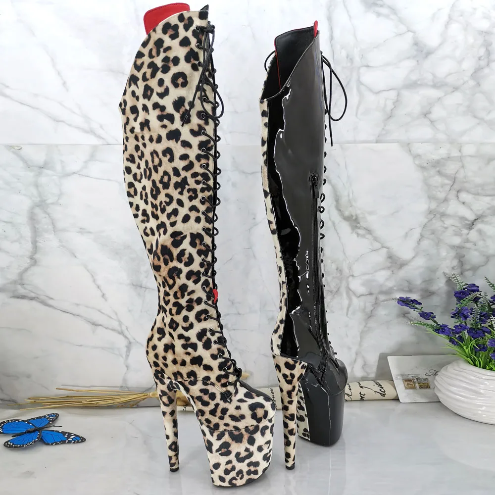 

Leecabe 20CM/8inches Pole dancing shoes High Heel platform Boots closed toe Pole Dance boots