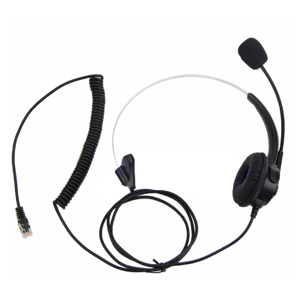 

4-Pin RJ11 Monaural Corded Operator Call Center Telephone Headset Headphone BK H4GA