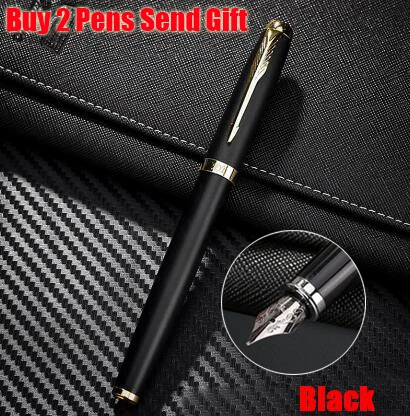 Black Fountain Pen Классический дизайн, сонет, авторучка, офисная, офисная, роскошная, бизнес, Подарочная, металлическая ручка, 521, купить, 2 ручки, отправить подарок - Цвет: Black Fountain Pen