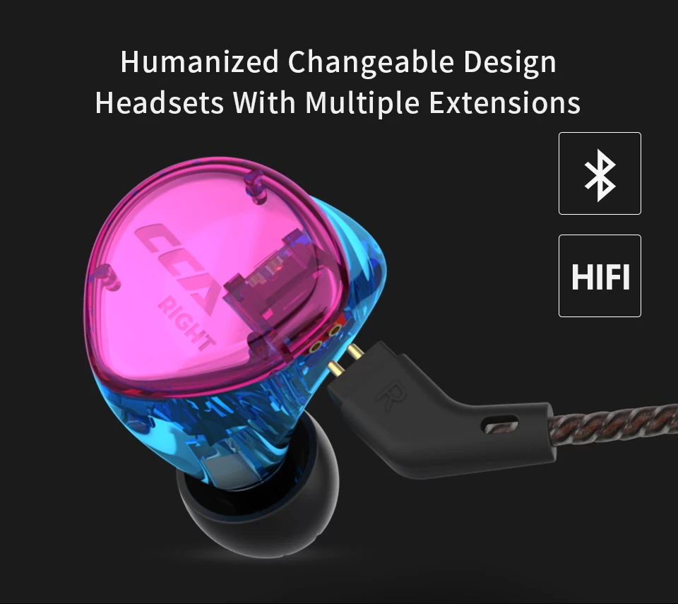 CCA C04 1BA+ 1DD гибридные наушники в ухо HIFI DJ монитор для бега спортивные наушники гарнитура вкладыши с съемным обновленным кабелем