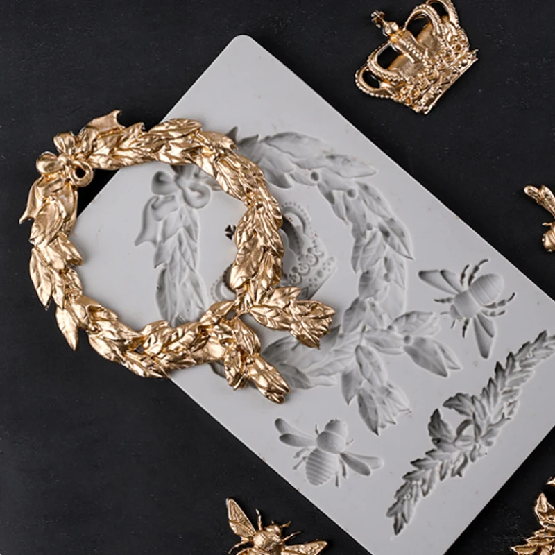 

Роялти Корона Тотем рельеф пчела силиконовая форма украшения для торта из мягкой помады инструмент сахарный Шоколадный Инструменты для вы...