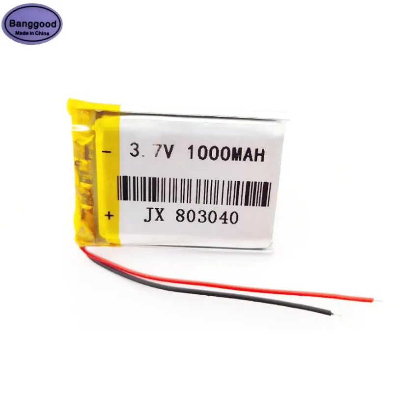 

3.7V 1000mAh 803040 083040 Lipo Polymer Lithium Rechargeable Li-ion Battery Cells For Toys GPS Tablet Bluetooth MP4 MP5 Battery