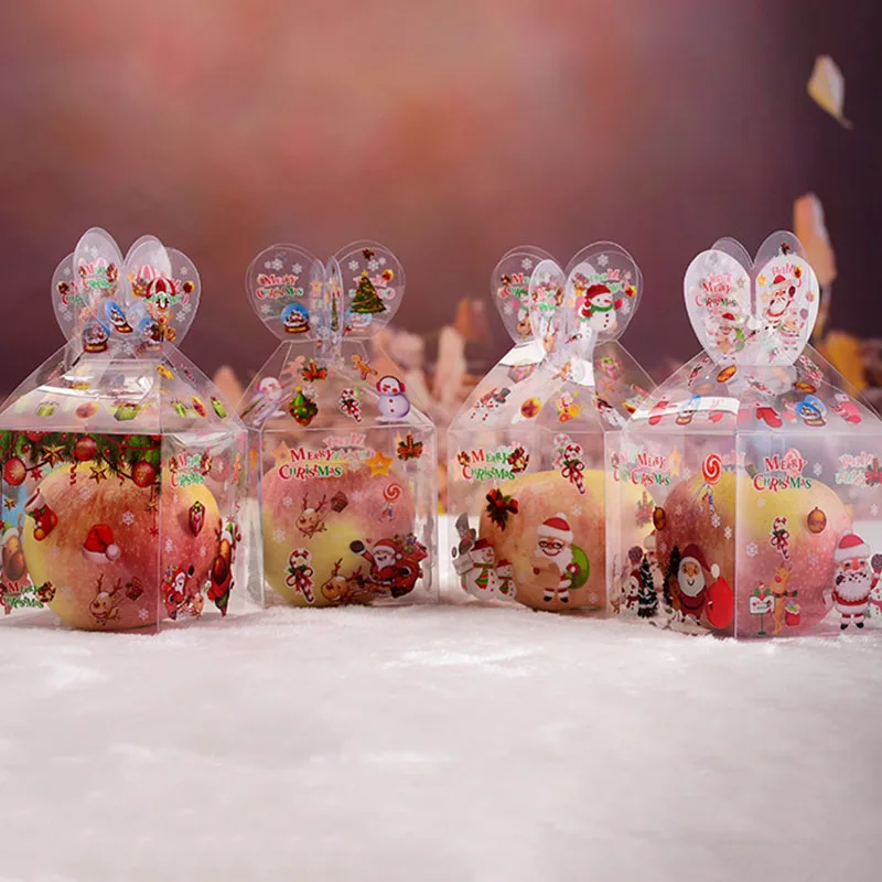 

1/5/10pc Transparent PVC Christmas Gift Box Creative Candy Fruit Marshmallow Box Children DIY Xmas Decoration Gift Box Household