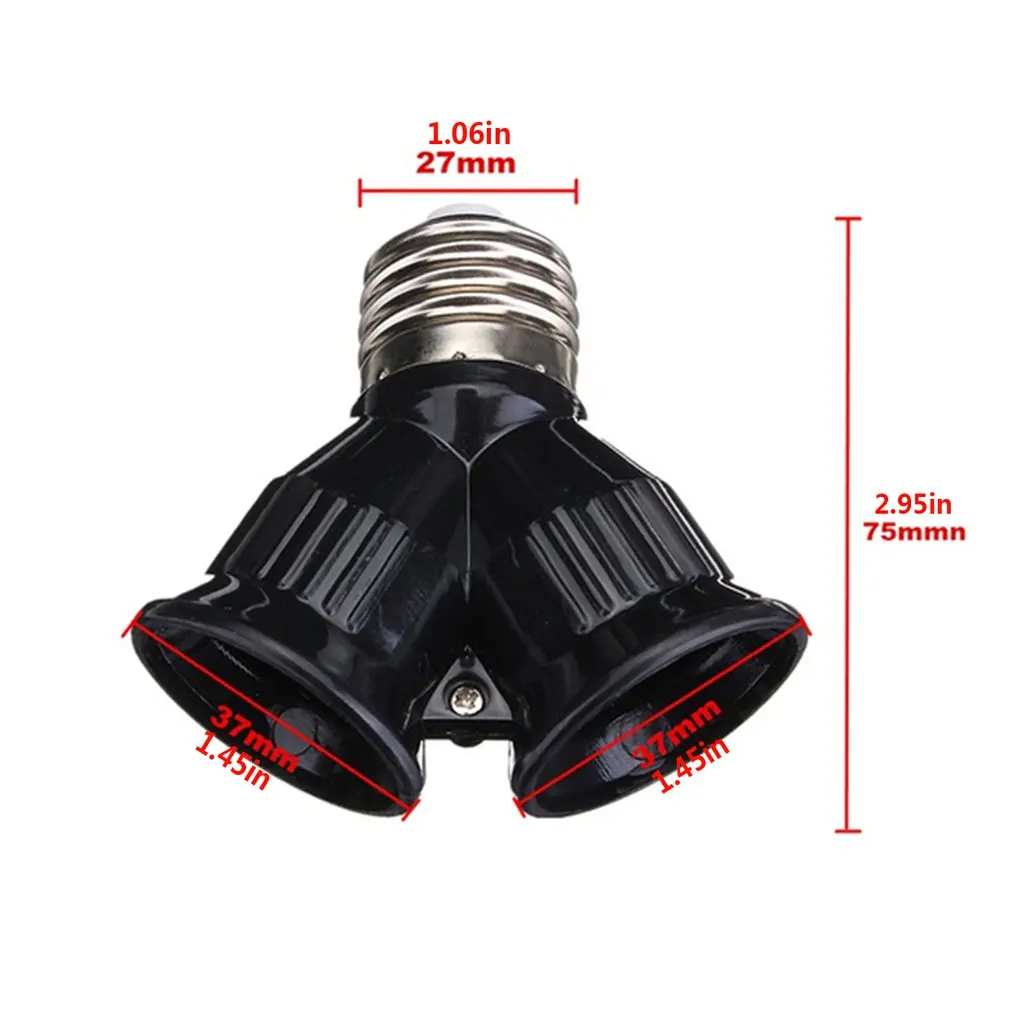 

Fireproof Material E27 To 2E27 Socket Base LED Bulb Converter Splitter Adapter E27 To 2 E27 Lamp Holder Converter