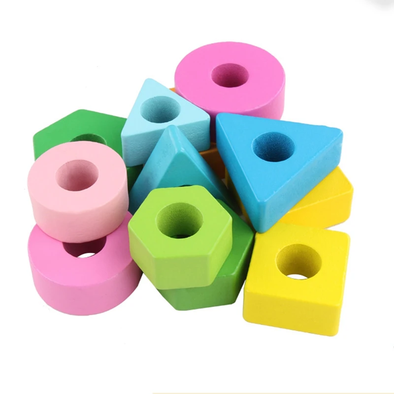 

Wooden Stacking Toys for Toddler 2 3 4 Year Old, Shape Sorter Educational Puzzle Blocks Toys