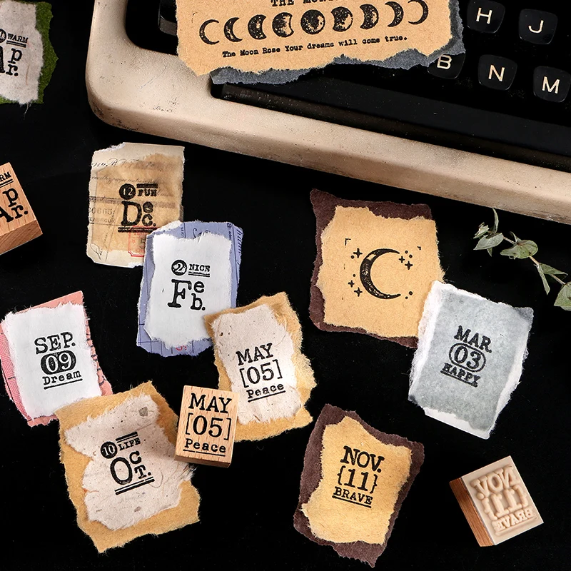 1 комплект Винтаж 12 месяцев номера Луны декоративная печать деревянные и