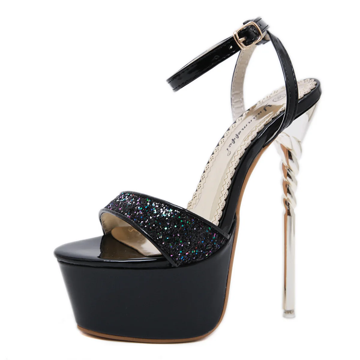 

LEOPARD LAND 2021 Summer Sandals Women Sexy Fashion Stiletto Platform Sequined Shoes Fish TOe Sexy Sandals CWF