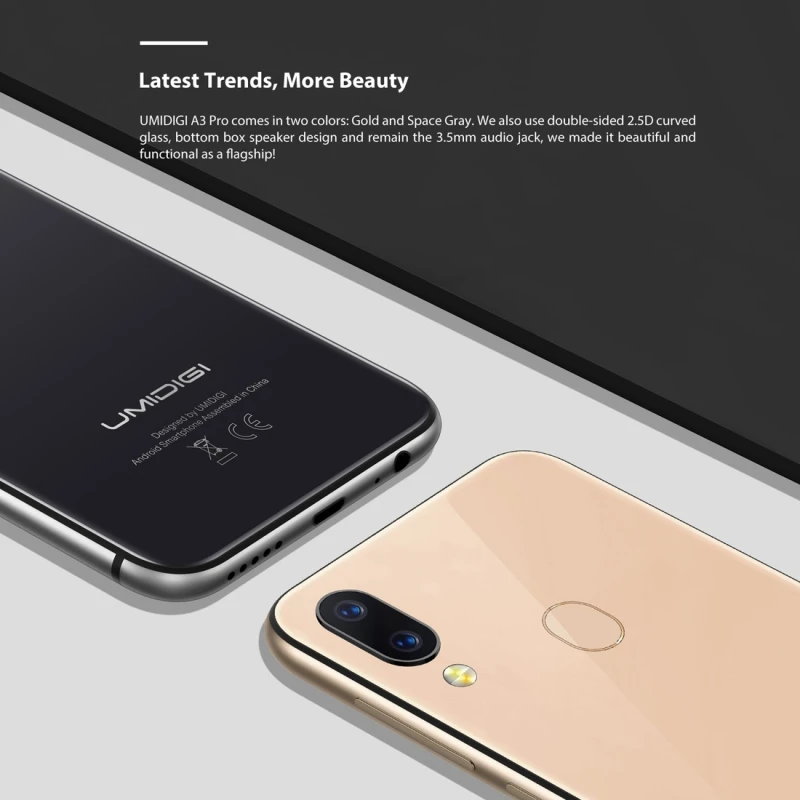 UMIDIGI A3 Pro Global Dual 4G смартфон 5,7 ''2.5D полный экран 3 ГБ+ 32 ГБ Android 8,1 MTK6739 четырехъядерный мобильный телефон 12 Мп+ 5 МП