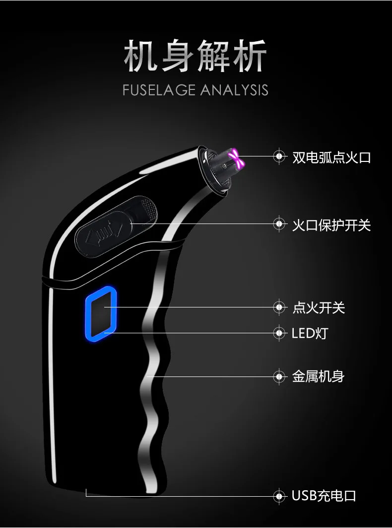 Двойные Дуги Металлические USB фонарики для зарядки сигары трубы газовые зажигалки с бутаном, Зажигалка сигарета струйная турбина факел все металлические