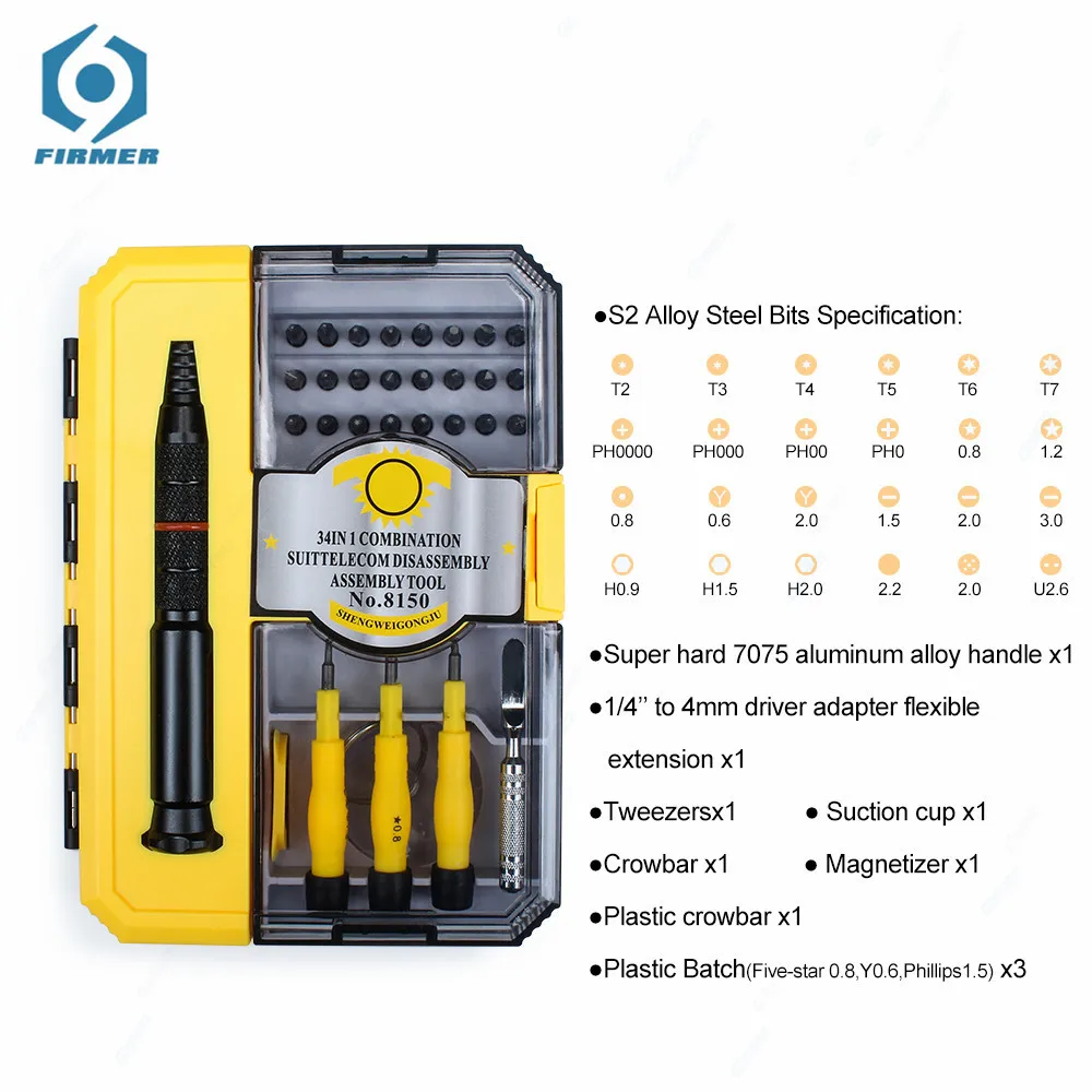 

52 in 1 Professional Cell Phone Disassembly Repair Tools Kit with 34 Bits Screwdriver Set for iPhone iPad Macbook Pro Air Repair