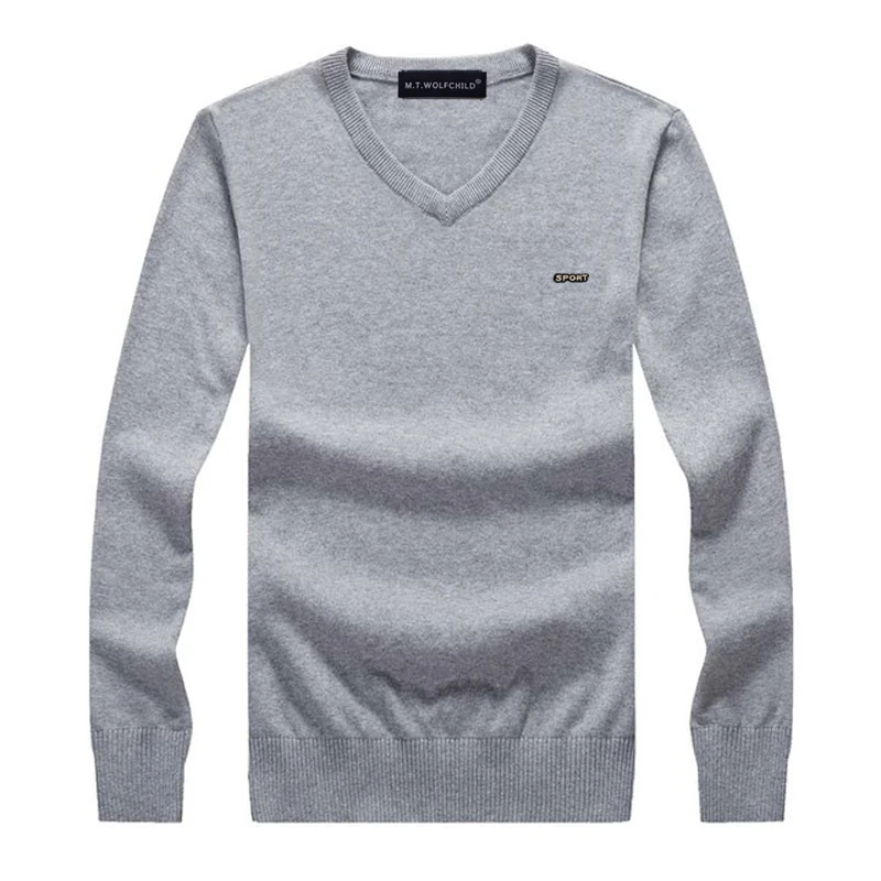 Мужской трикотажный свитер с длинным рукавом и V-образным вырезом | Мужская