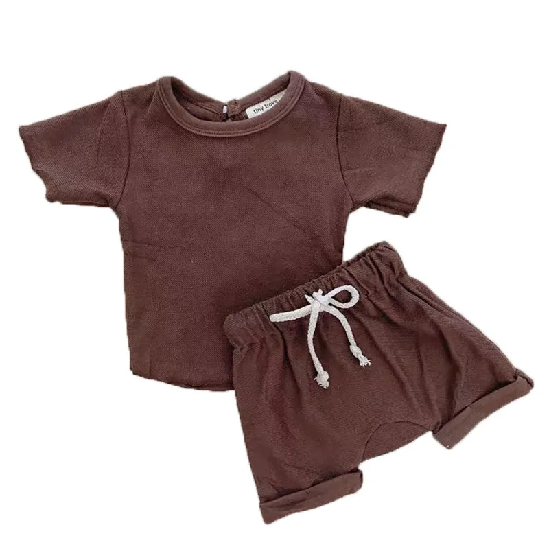 

2021 Children's Spring Set Boys and Girls Short Sleeve Top + Shorts