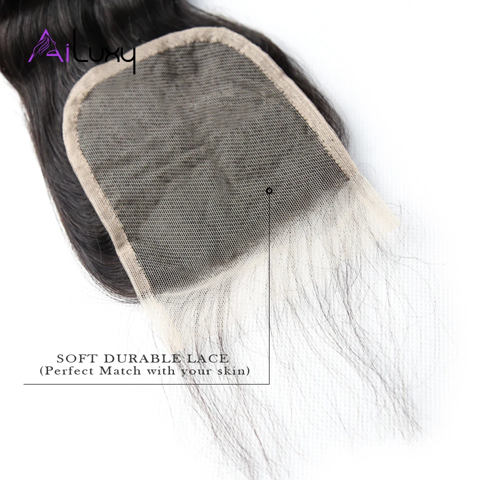 Ailuxy OneCut Hair Beauty 4x4 Brazilian Virgin Closure Loose Wave 8-20inches Preplucked Nature hairline | Шиньоны и парики
