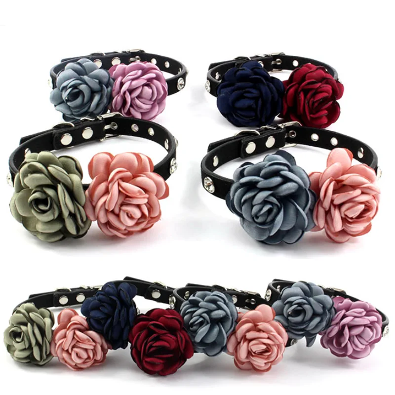 Ошейник для собак и кошек ювелирные изделия стразы розы цветок ошейник маленьких