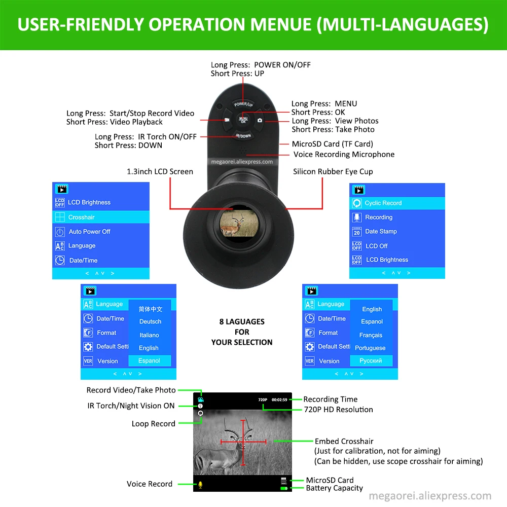 Цифровой Ночное видение прицел добавить на крепление инфракрасный Охота Камера