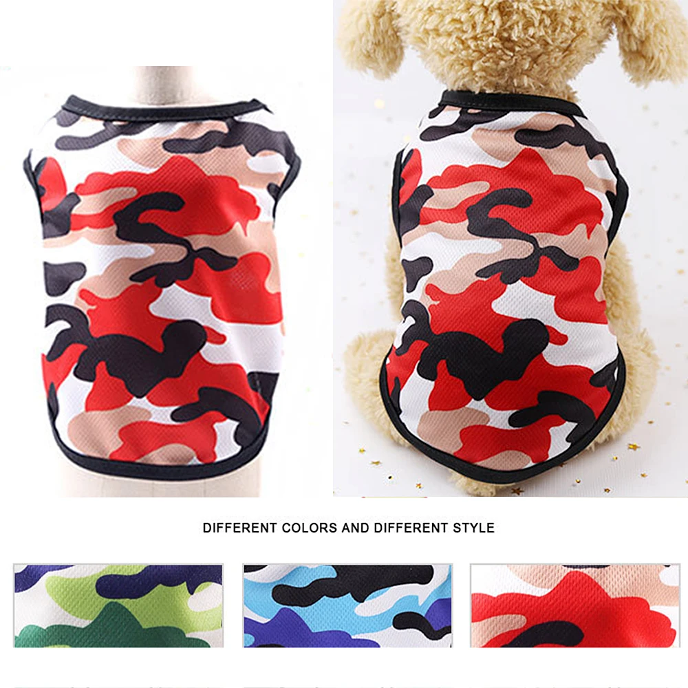 Одежда для собак и кошек Камуфляжный жилет щенков рубашка Тедди летняя одежда