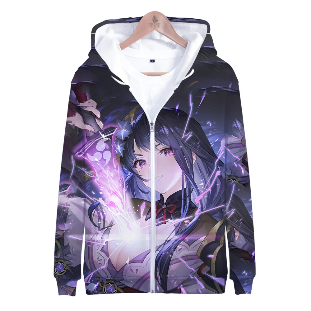 

Толстовка с капюшоном Genshin Impact Raiden Shogun с 3D принтом, зимняя уличная одежда для отдыха в страстном стиле для мужчин и женщин, с капюшоном на молнии в стиле Харадзюку
