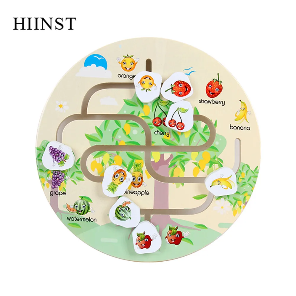 HIINST строительные деревянные Мультяшные животные фрукты Лабиринт Игрушки Игра