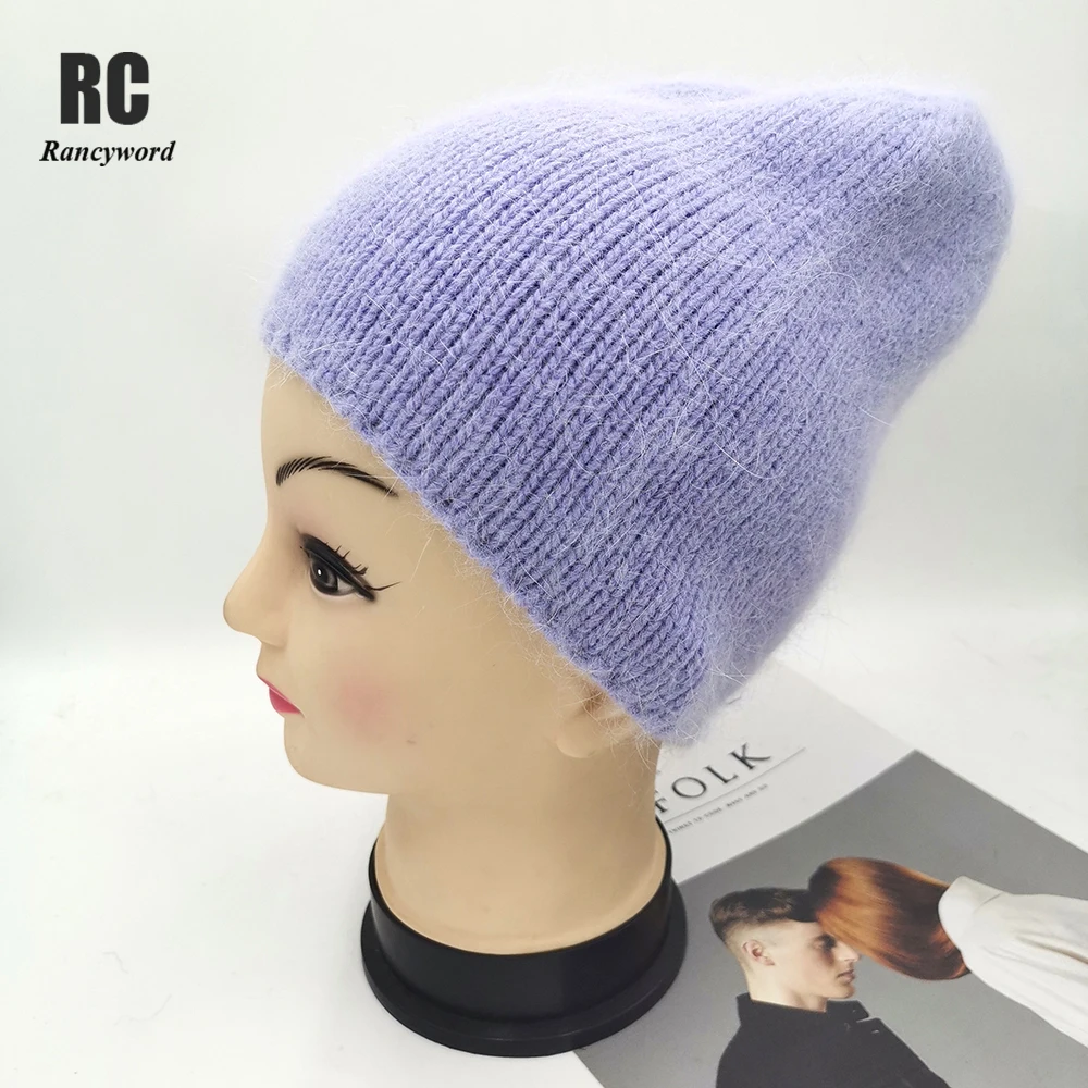 

2021 New High Quality Winter Hats For Women Cashmere Beanies Ladise Knitted Wool Skullies Cap Angora Pompom Gorros
