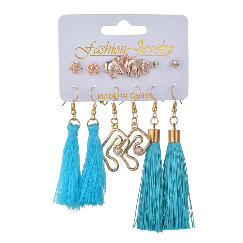 Новый дизайн длинные серьги гвоздики с кисточками Комплект сережек для женщин и