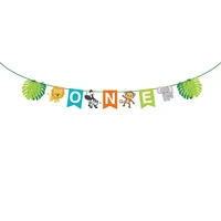 jungle animals one birthday party decoration banner baby shower kids happy birthday party banner party supplies