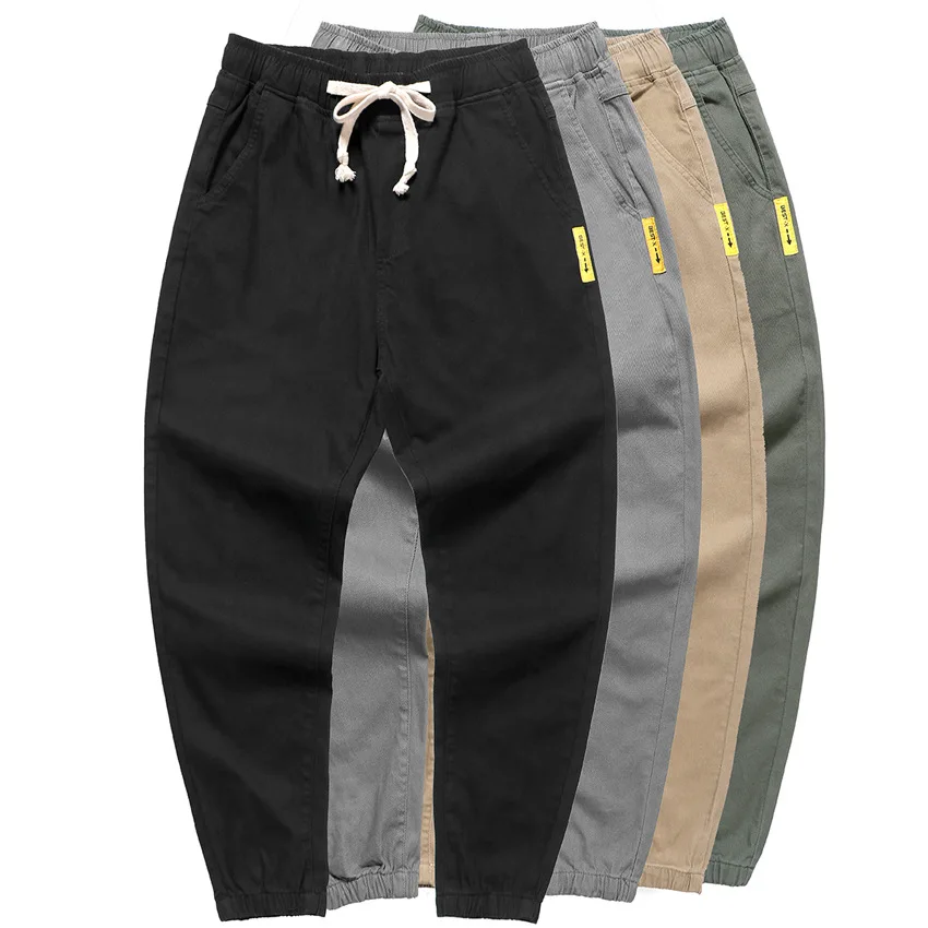 

Gray Casual Pants Men's Beam Feet Loose Plus-sized Japanese Student Harem Elastic Band Sports Pants Men Clothes OMP205015