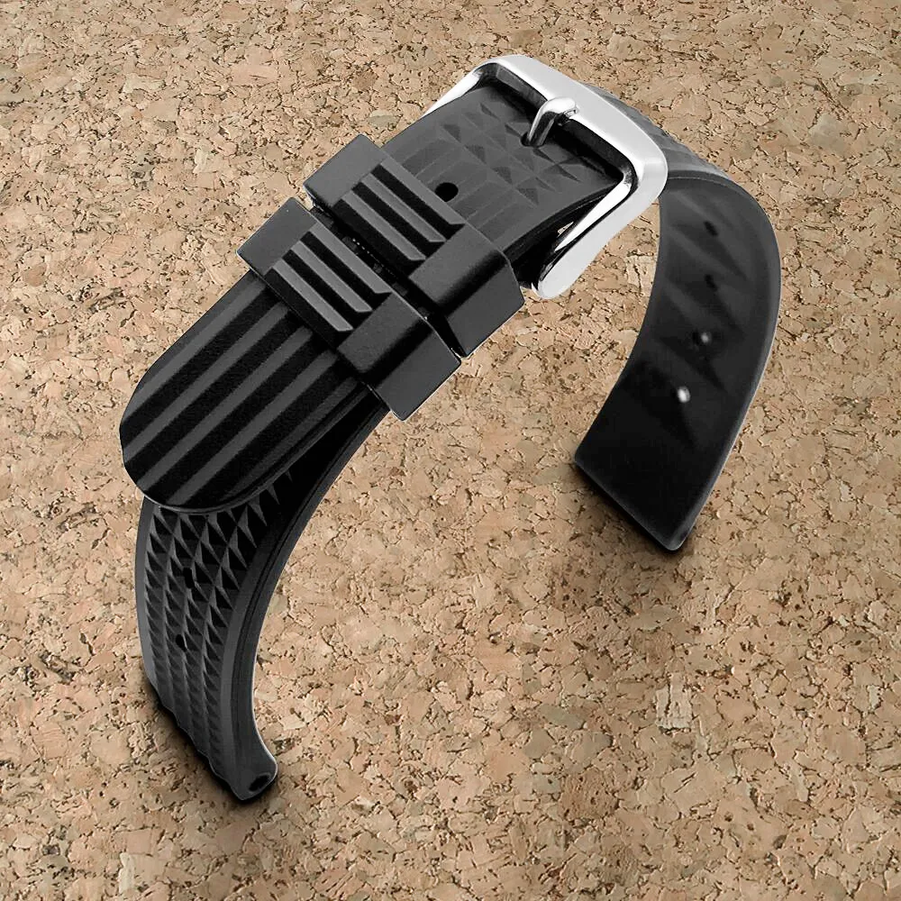 HQ Черный Синий ремешок для часов 20 мм 22 черный синий силиконовый резиновый дайвер