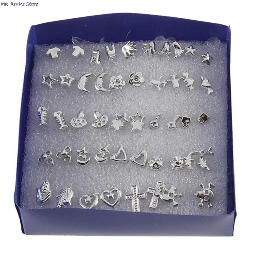 24Pairs Mix Silver Plated Plastic Ear Stud Earring Set Bijoux Bohemian Earrings Jewerly For Girls | Украшения и аксессуары
