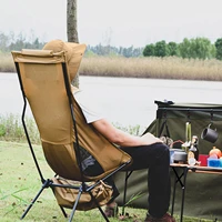 high back folding camping chair removable pillow side storage pocket carry bag waterproof ergonomic outdoor picnic chair