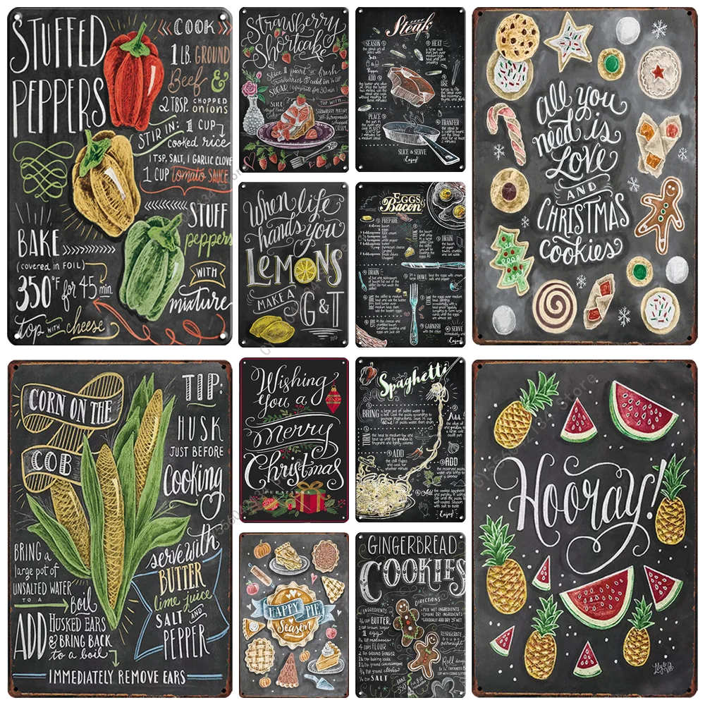 

Изящная металлическая пластина для приготовления пищи, жестяной знак, декор для ресторана, кухни, домашний декор, аксессуары, ретро, печенье...