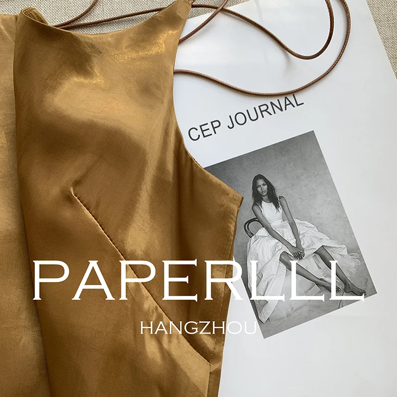 HA SA korean tank halter tops vintage Satin corset silk satin off shoulder bustier femme backless bandage vintage French fashion