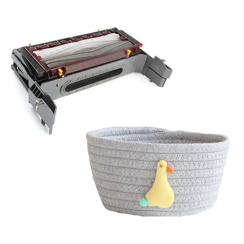 

Animals Woven Storage Basket Gray Duck & Enhanced Roller Brush Cleaning Head Module For Irobot Roomba 800 & 900 Series