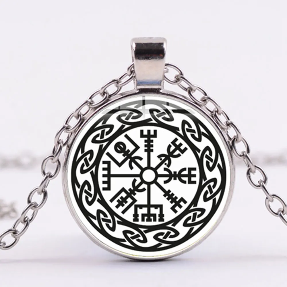 Винтажное ожерелье Компас SIAN Viking с подвеской из стекла эмблемой Троицы|Ожерелья