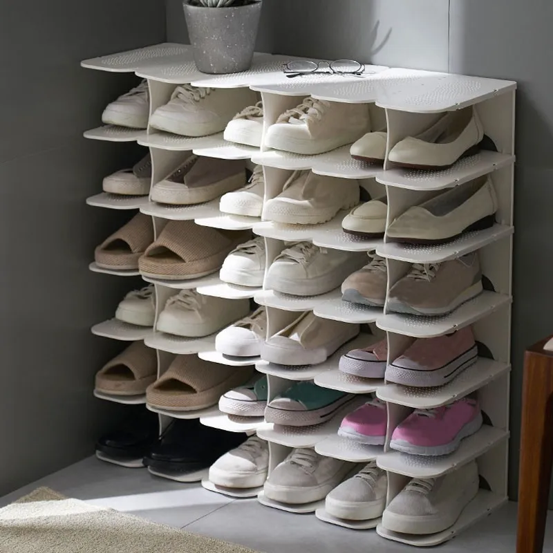 

6-уровневая стойка для обуви, Штабелируемый органайзер для обуви, полка для обуви, компактная полка для обуви, шкаф для хранения, стойка для д...