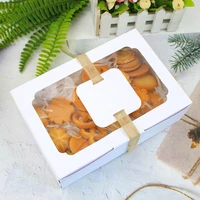 12pcslot kraft paper candy box favor gift box pvc clear window cookies treats christmas new year wedding party decoration
