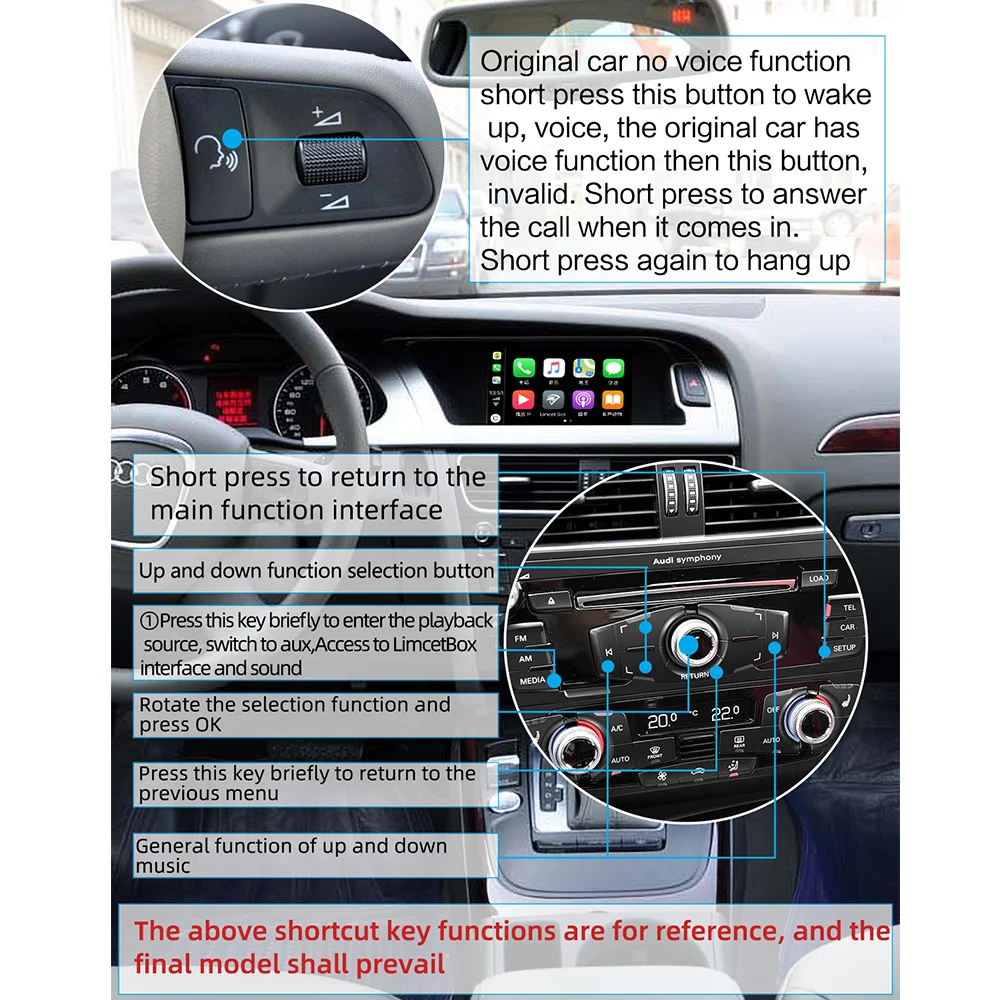 Wi-Fi Беспроводное Автомобильное Зеркало Apple CarPlay dongle для Audi 2009-2019 A4 A5 Q5 Non MMI OEM