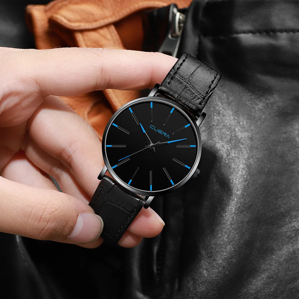 

CUENA 833 Korean Trend Men's Belt Watch Watch Business Watch Simple Three-pin ultra-thin Belt Watch Quartz Wristwatches