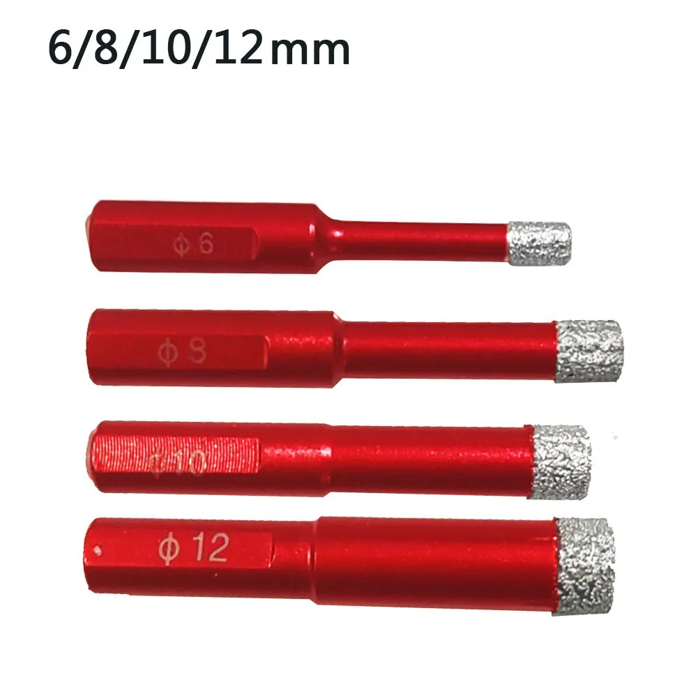 4pcs Diamond Drills Tile Dry Drill Bit 6-12MM Bits Hole Saw Cutter For Granite Marble Porcelain Stoneware Glass | Инструменты