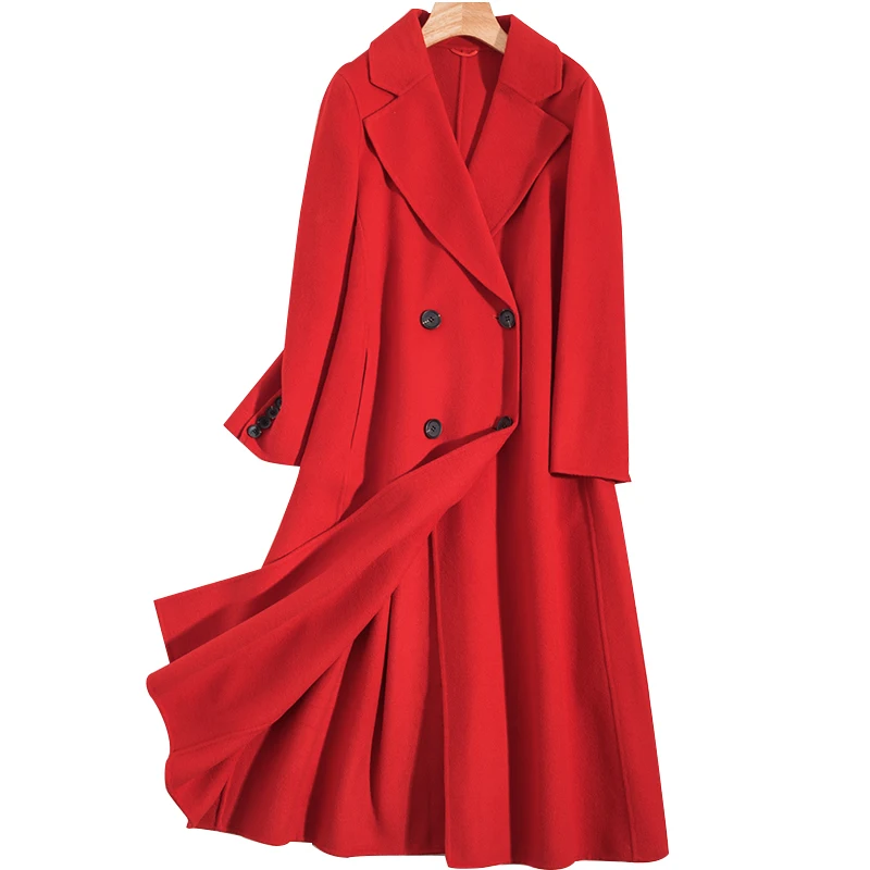 Хепберн high end 2018 зимнее Новое праздничное Красное Длинное Двустороннее пальто до