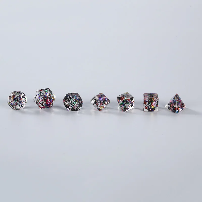 

7Pcs/set New Transparent Multicolored Polyhedron Dice Game Christmas Set Dice