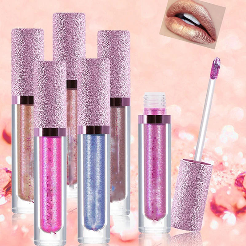 Алмазный металлический блеск для губ Макияж без чашки Русалка губы Глянцевая