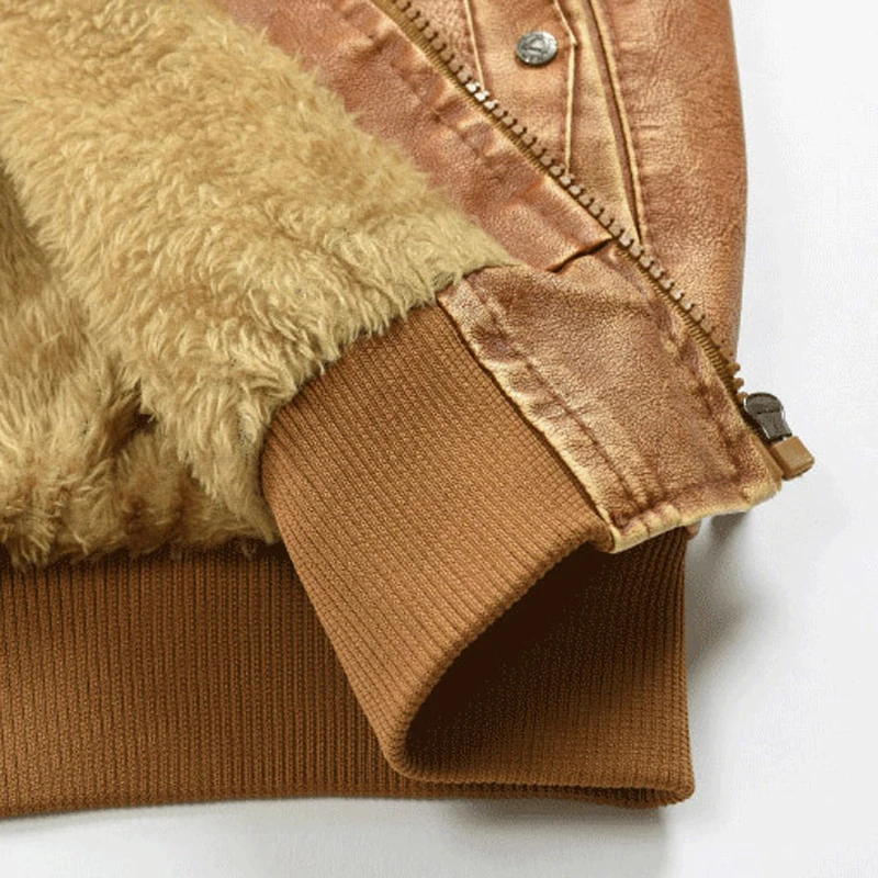 

European Motocycle Jackets Leather Jacket For Men Velvet Mens PU Coats Streetwear Plus Size High Street Overcoats Male XXXL A517