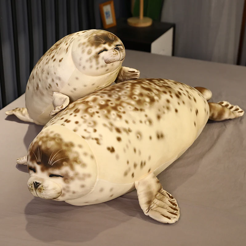 

35-120cm Giant 3D Sea Lion Plush Animal Toys Stuffed Soft Real Life Seal Sleep Pillows Baby Kids Cartoon Appease Doll Cute Gift