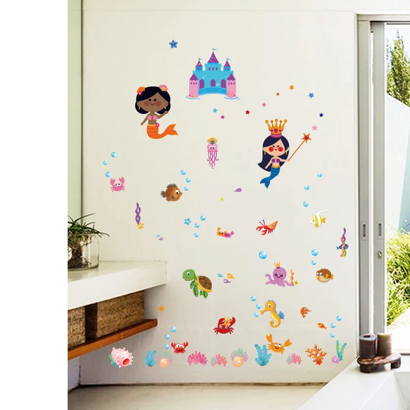 

Creative Mermaid Environmental Protection PVC Stickers Decor Living Room Bedroom Removable PVC Decals