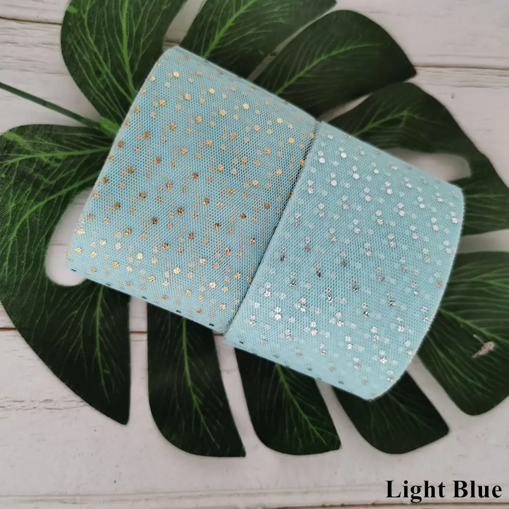 Light Blue 6 см, 23 м, блестящая Тюлевая лента в горошек золотистого и серебряного цвета, Тюлевая сетка, тканевые полоски, сделай сам, украшение для волос, Poms Journal, вечерние принадлежности - Цвет: Light Blue