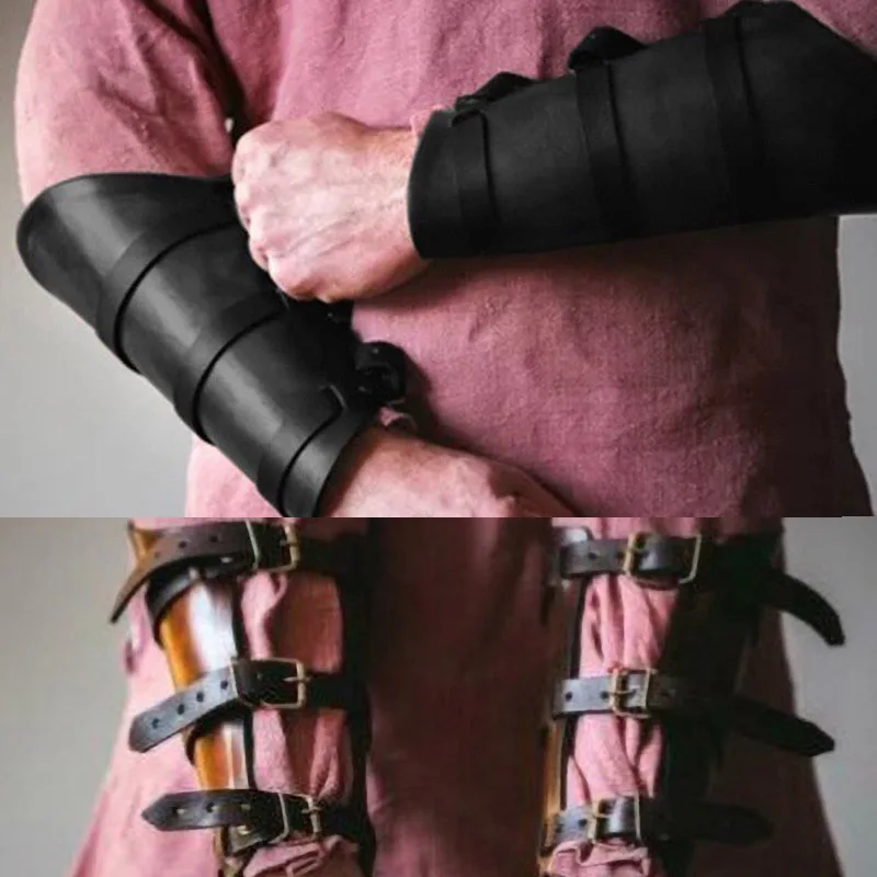 

Medieval Leather Armor Gloves Wide Cuffs Bracer For Men Steampunk Warrior Gauntlet Cosplay Renaissance Knights Templar Wristband